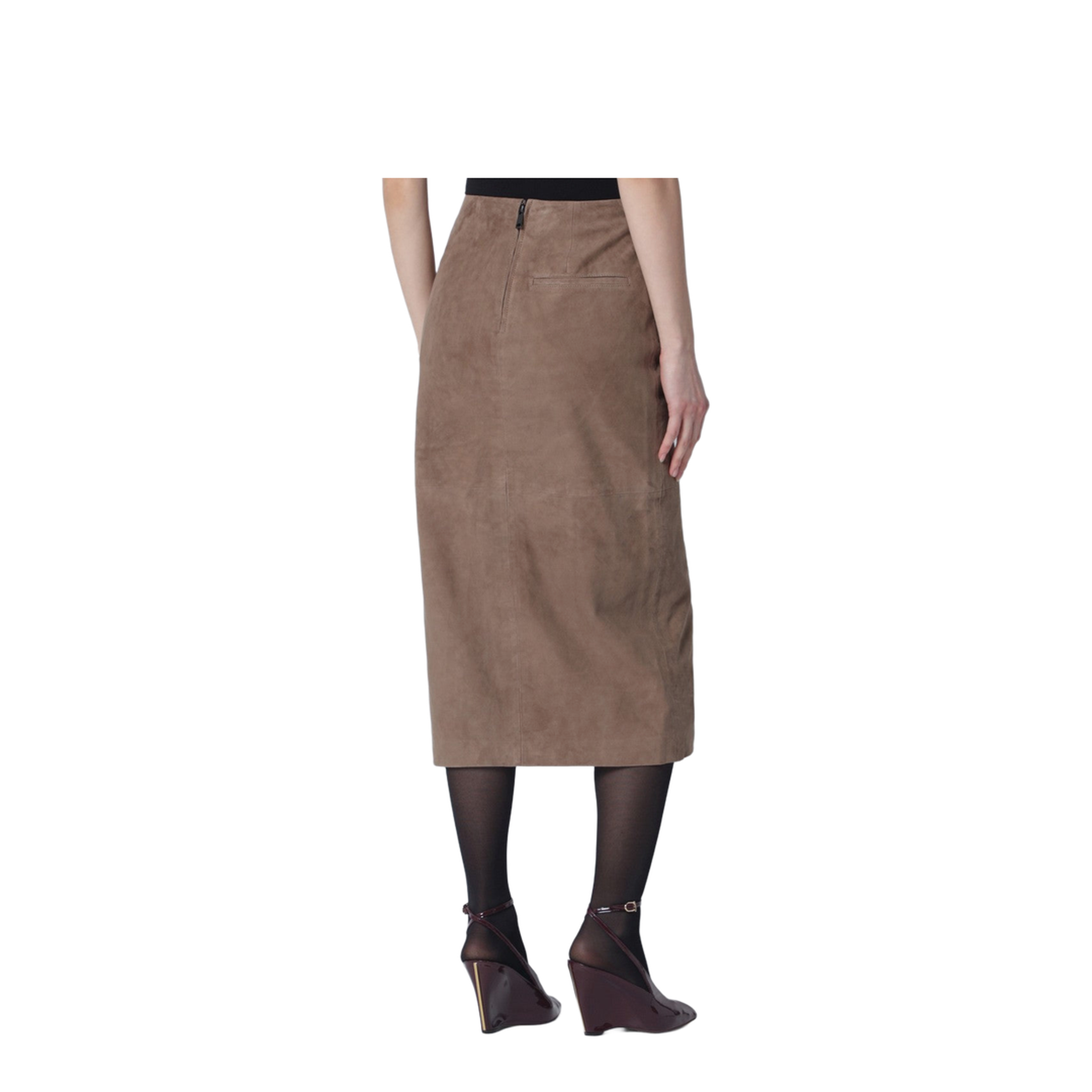 Brown Suede Pencil Skirt