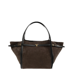 T Timeless Medium Leather Tote Bag - Brown