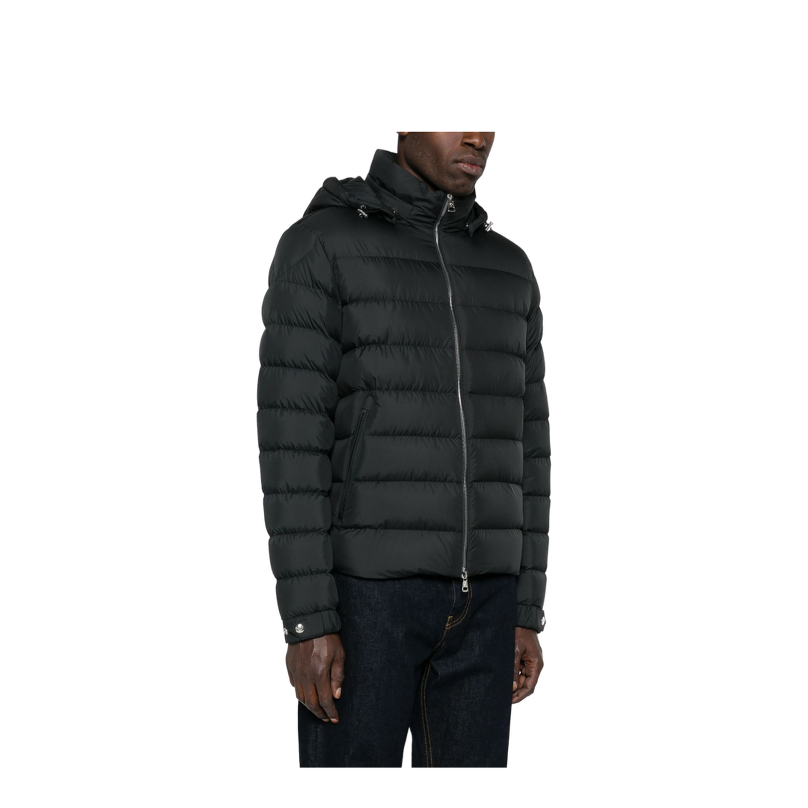 Black Arneb Hooded Short Down Jacket