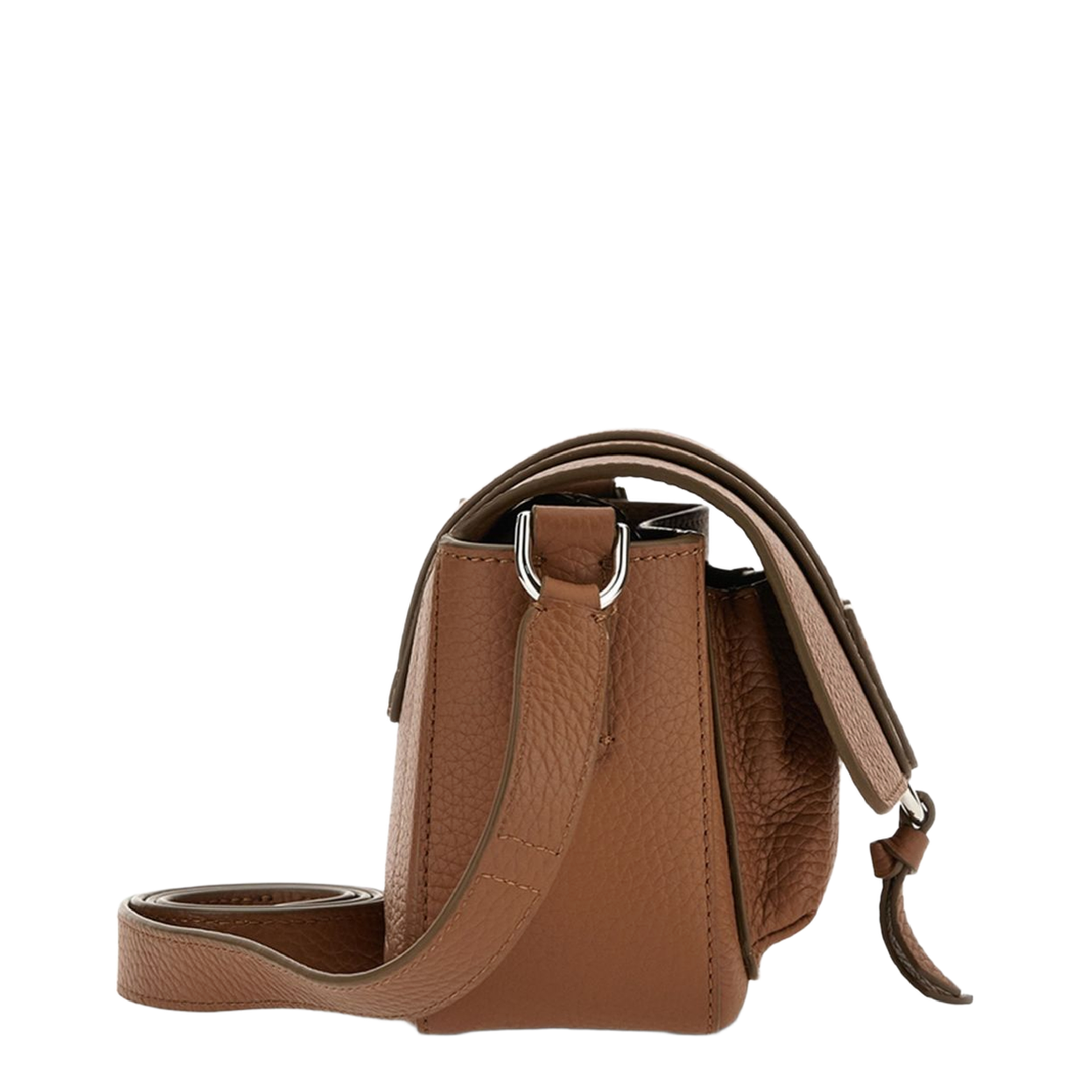 Trend Hammered Leather Flap Bag - Brown