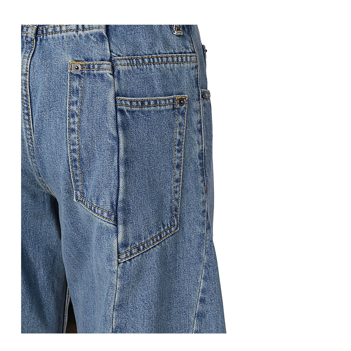 Blue Denim Regular-waisted Wide-leg Jeans