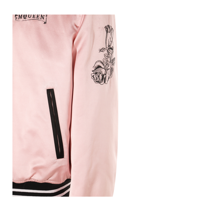 Pink And Black Cotton Casual Jacket