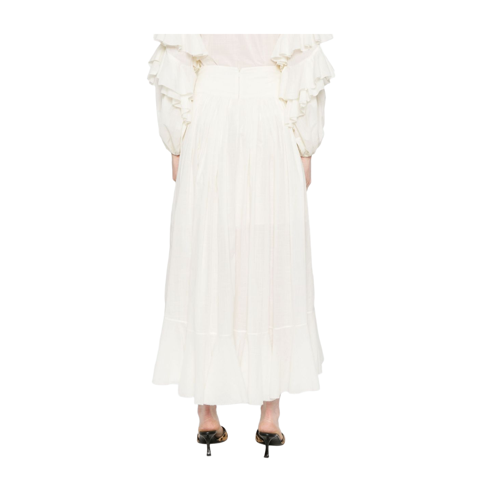 Asymmetric Hem Ruffled Maxi Skirt