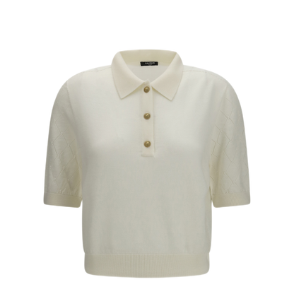 MAYFEYR - Balmain - Wool Polo With Vintage Buttons - HF1GB040KJ990FA