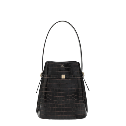 MAYFEYR - Toteme - Brown Crocodile-Embossed Leather Bucket Bag - 244-WAL0048LE0076034