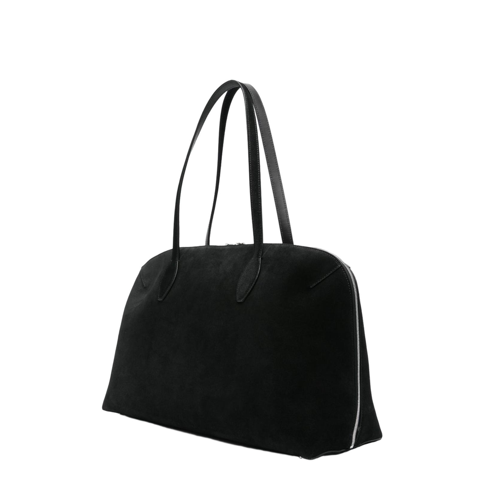 Suede Leather Tote Bag in Black