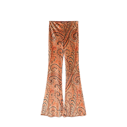 Paisley-Print Flared Viscose Trousers