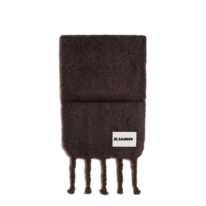 Plain Scarf With Label - Chocolate Brown