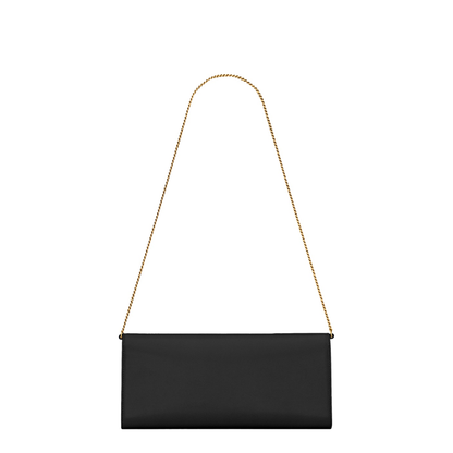 Kate Grain de Poudre Leather Clutch - Black
