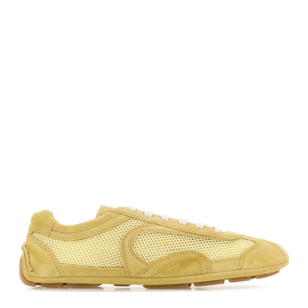MAYFEYR - Prada - Yellow Suede And Mesh Montecarlo Sneakers - 1E247OFD0103D8CF0901