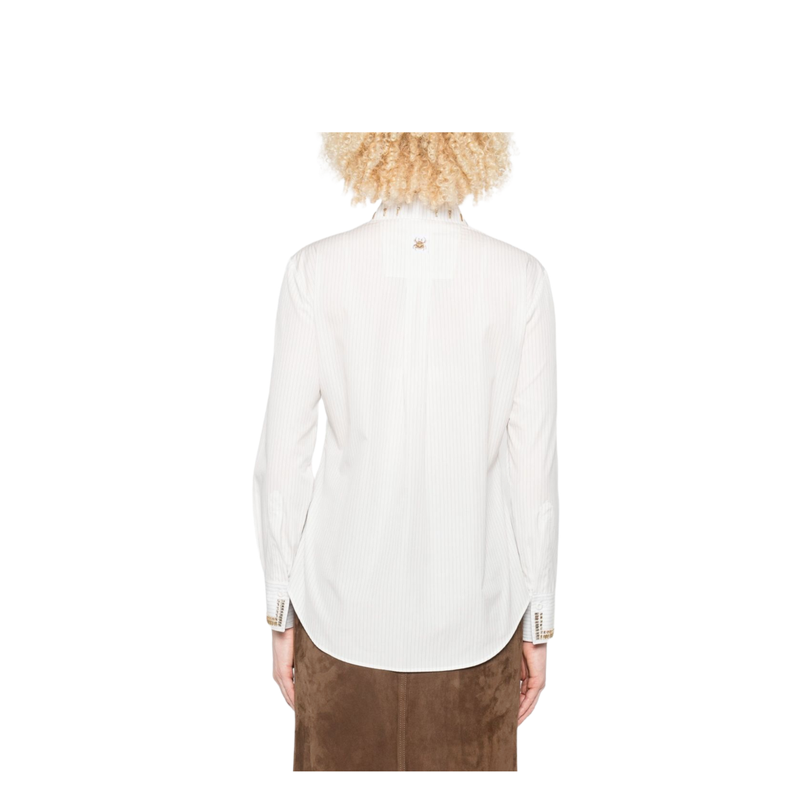 Pinstripe Silk Shirt White