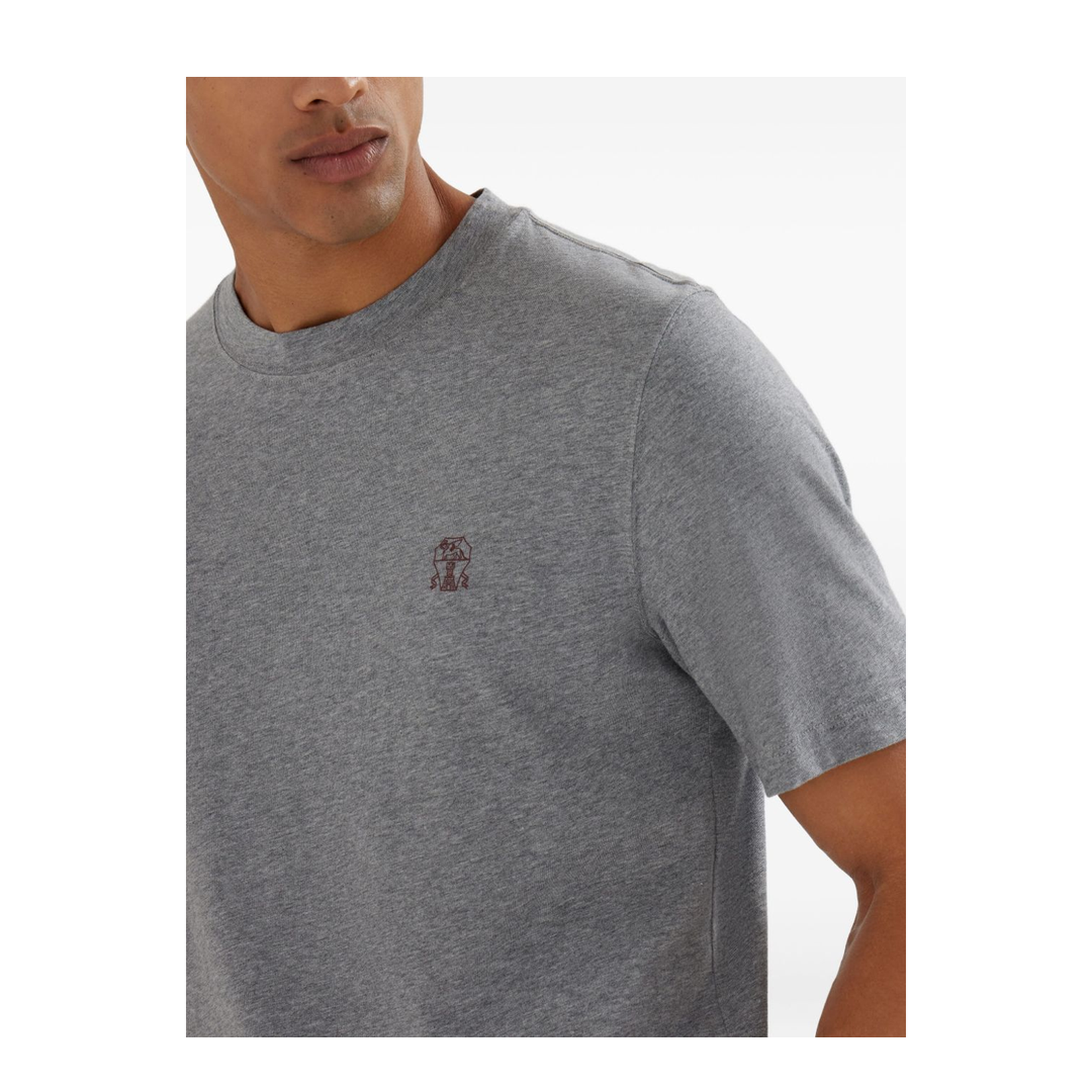 Jersey T-shirt with Logo in Medium Grey