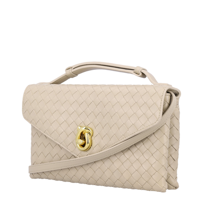 Knot Lock Lambskin Crossbody Bag - Ecru