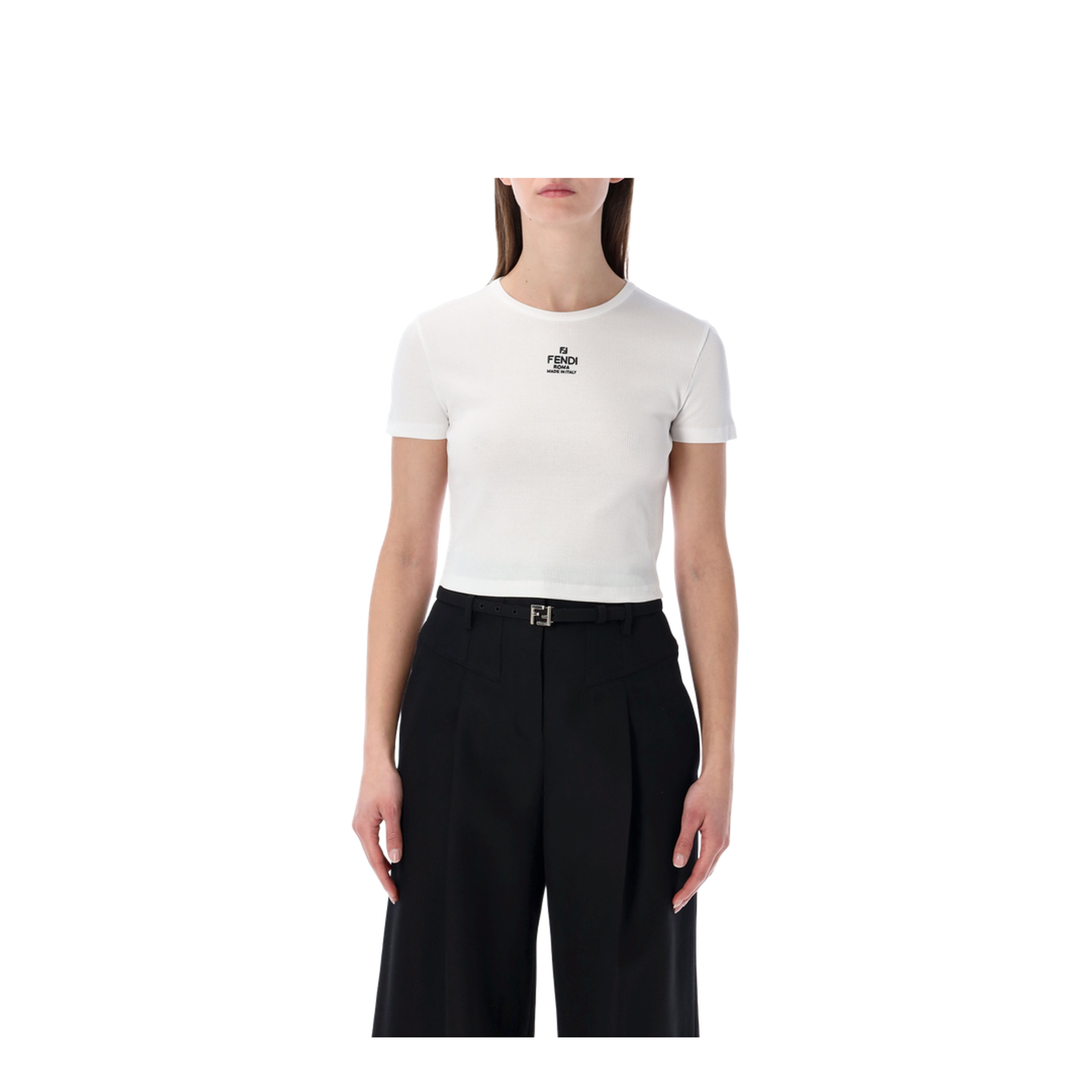 White Cropped T-Shirt with Logo