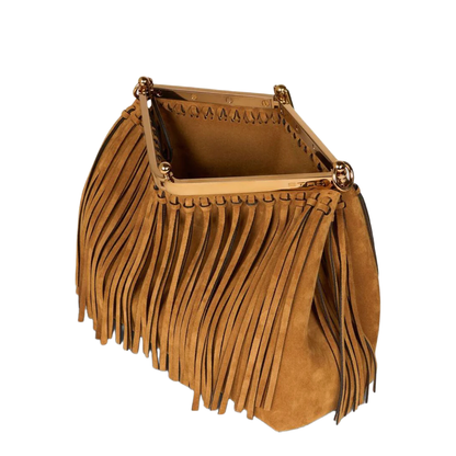 Medium Suede Vela Bag with Fringing