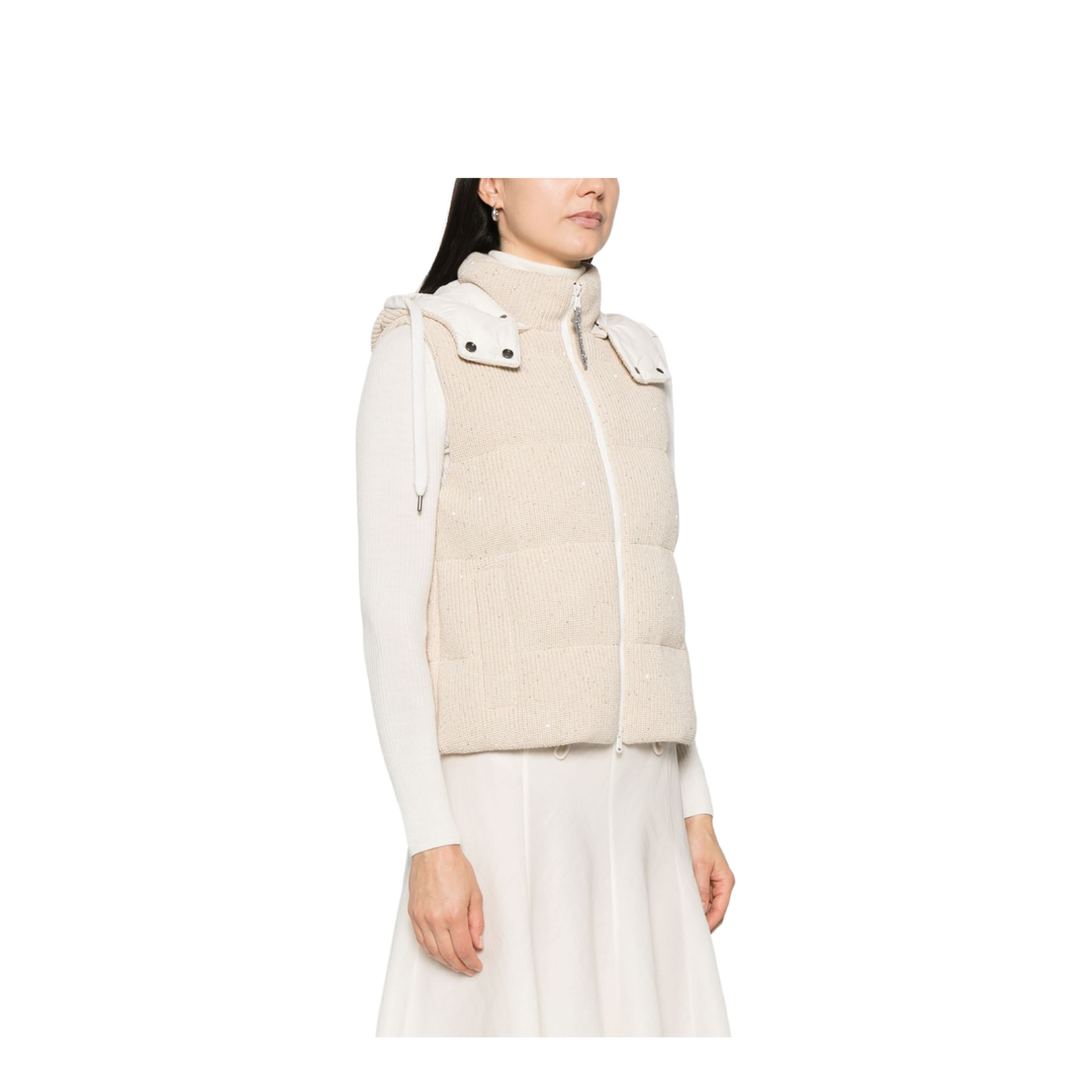 Dazzling Cotton Knit Sleeveless Down Jacket