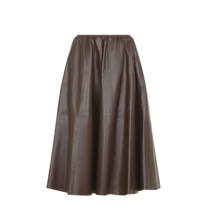 MAYFEYR - ALBERTA FERRETTI - Brown Nappa Midi Skirt - A370551900103