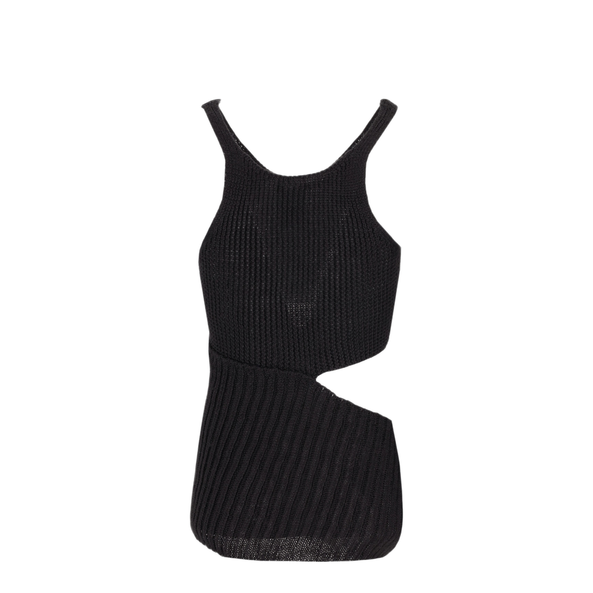 MAYFEYR - ANN DEMEULEMEESTER - Asymmetrical Knitted Black Top - 19012636256099BLACK