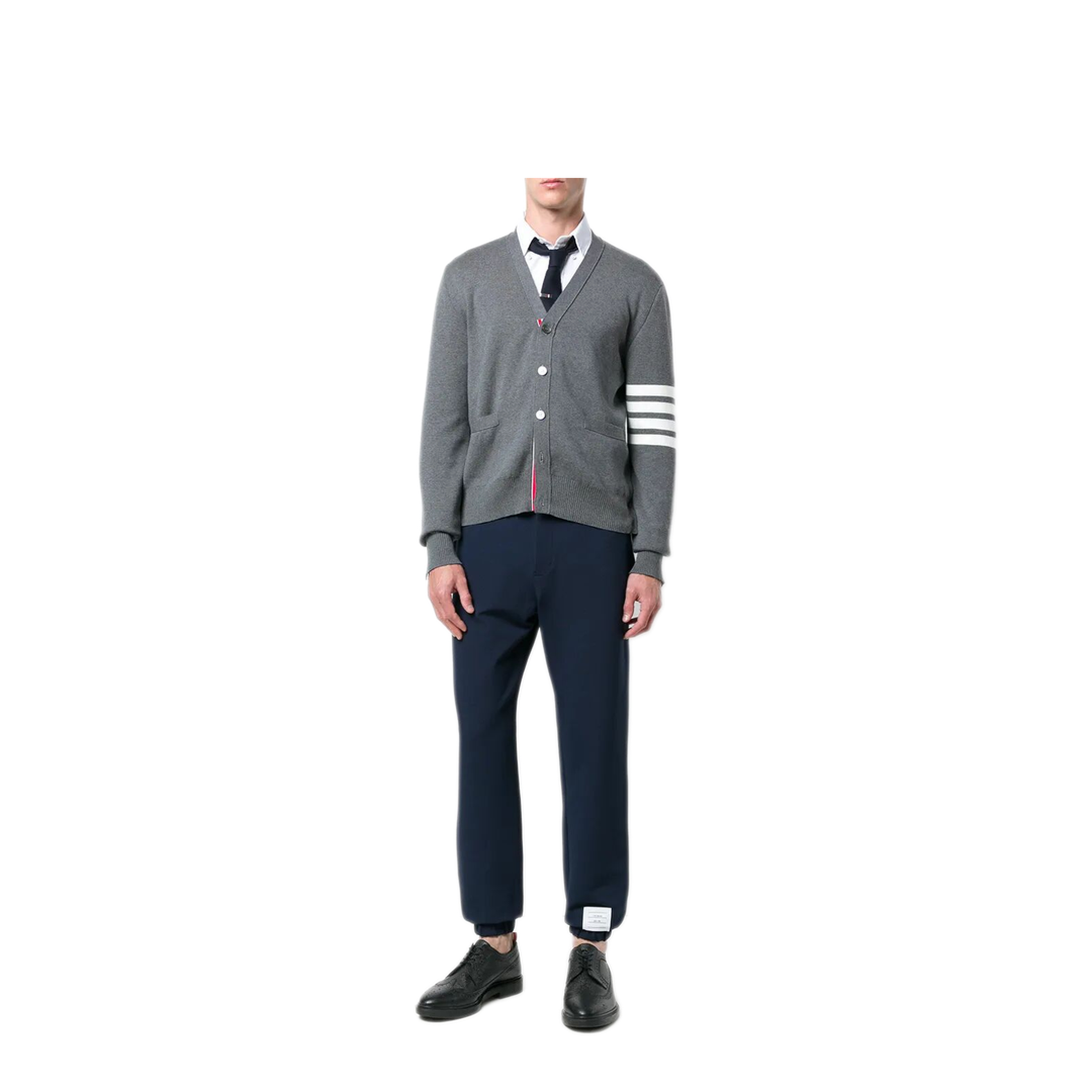 MAYFEYR - Thom Browne - 4-Bar V-Neck Cotton Cardigan - MKC171A00219035