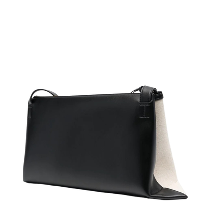 Two-Tone Canvas and Leather Medium Empire Shoulder Bag
