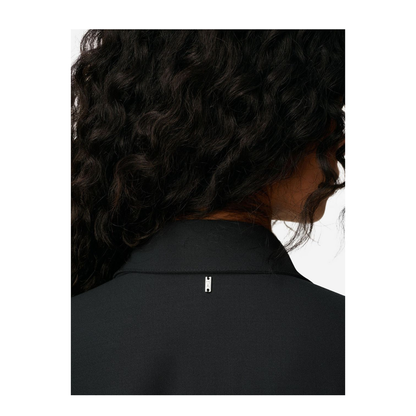 Anthracite Black Wool Long Oversized Side Slits Shirt
