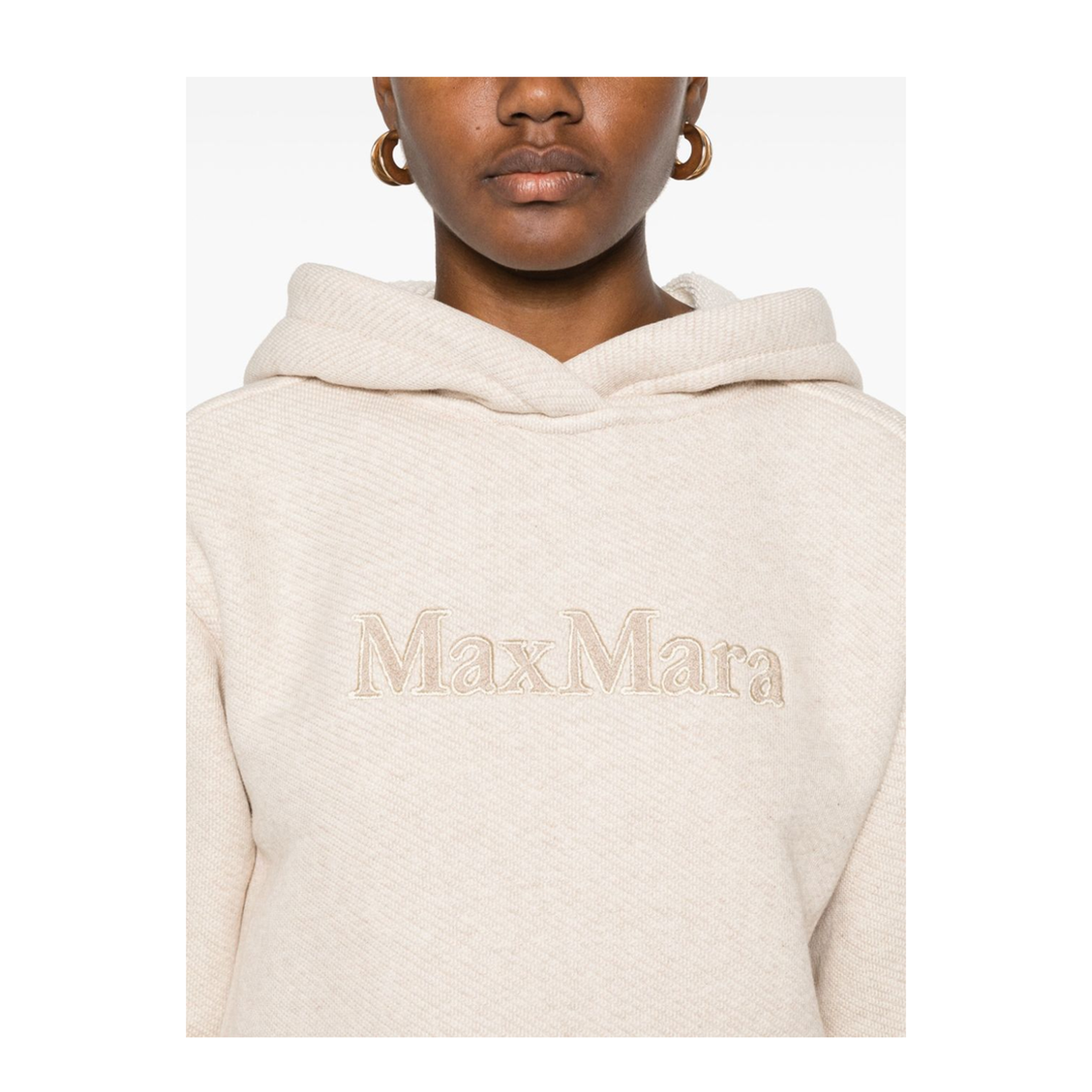 Pure Logo Cotton Hoodie In Beige
