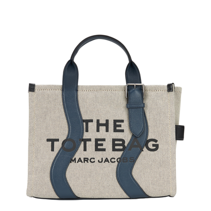 The Wavy Canvas Medium Tote Bag - Ivory/Navy