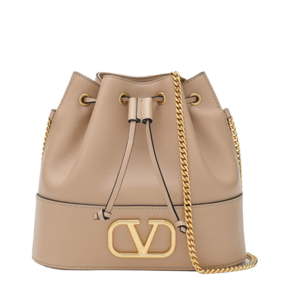 VLogo Signature Mini Nappa Lambskin Bucket Bag - Rose Sand