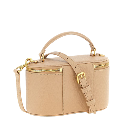 VLogo Signature Mini Grainy Calfskin Vanity Bag - Light Ivory