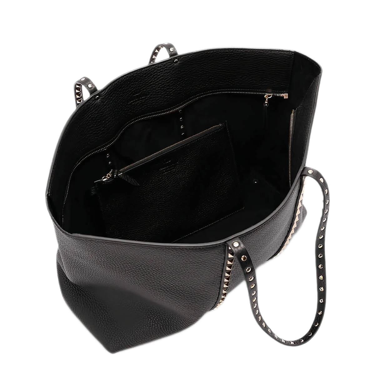 Rockstud Medium Calfskin Shopping Bag - Black