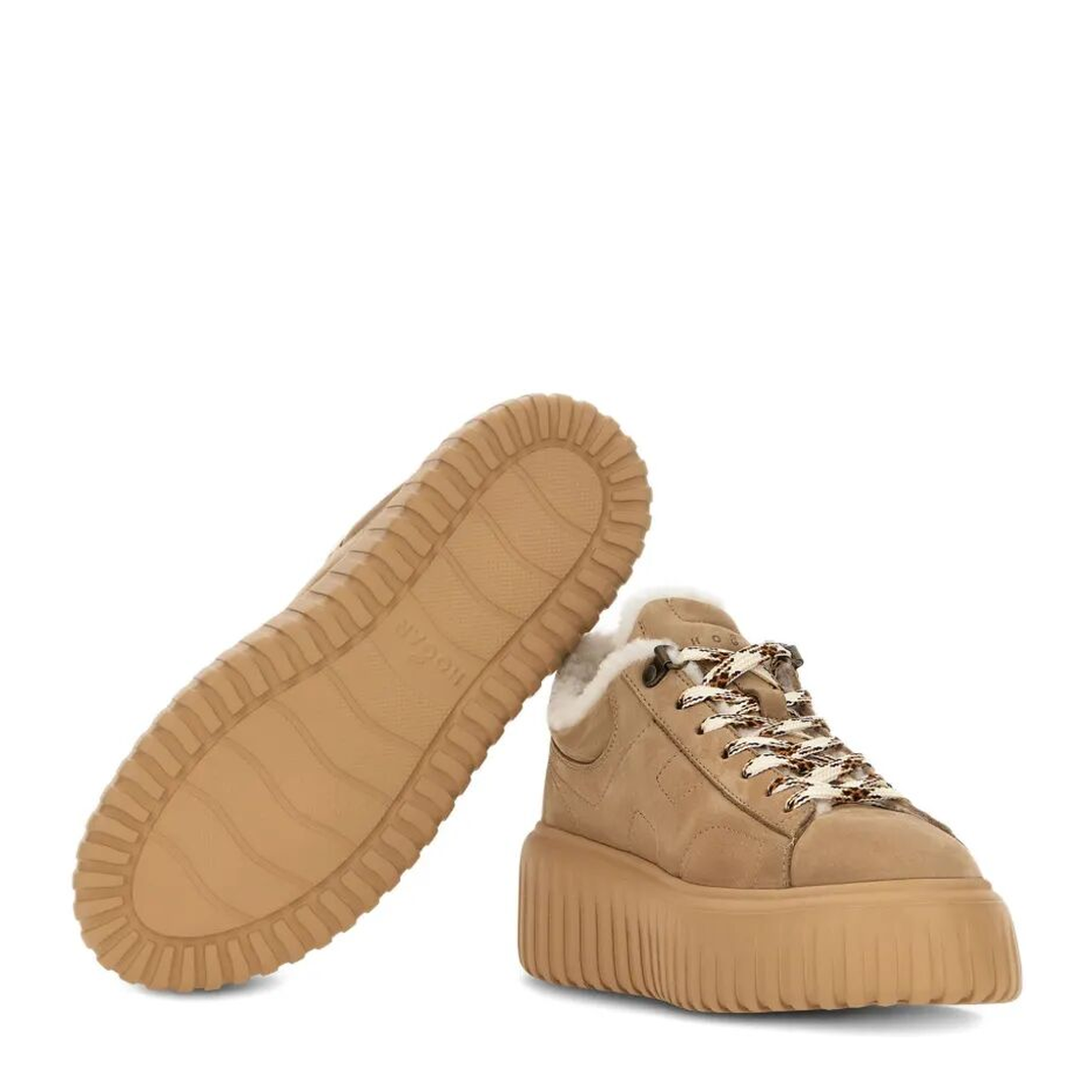 MAYFEYR - Hogan - Striped Suede Sneakers With Shearling Lining - HXW6450FN3G6RN