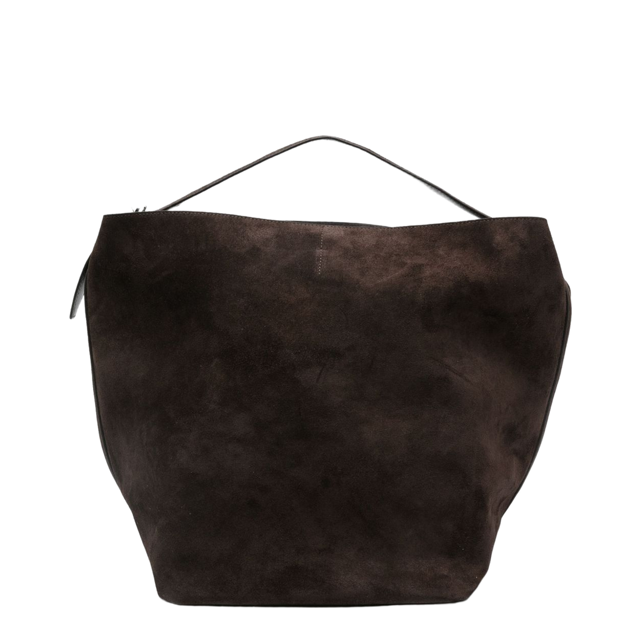 Belted Suede Tote - Brown