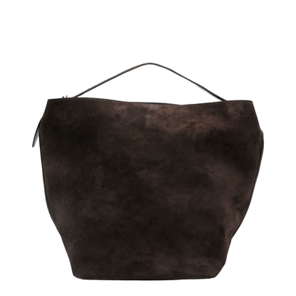 Belted Suede Tote - Brown