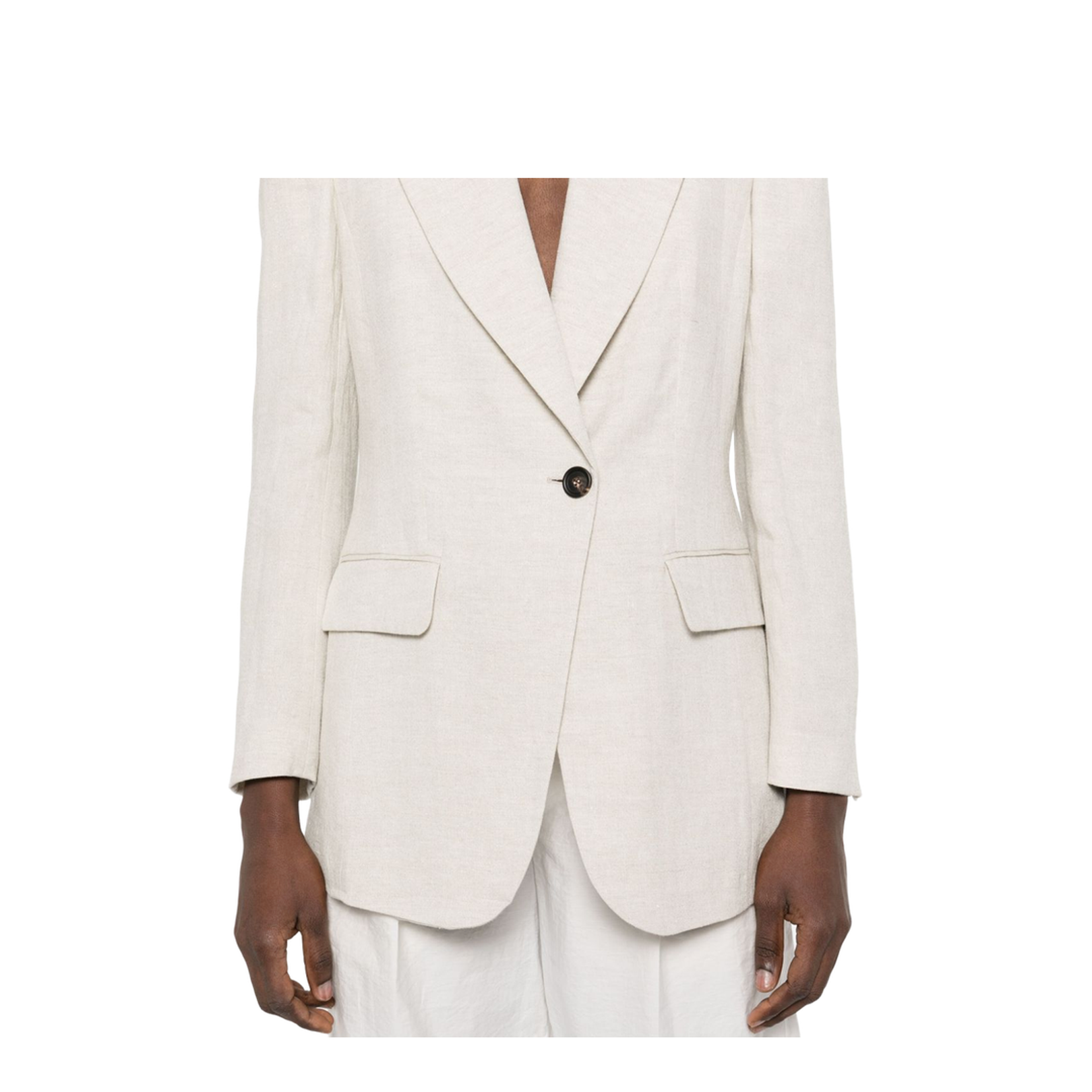 Single Breasted Grey Linen Jacket