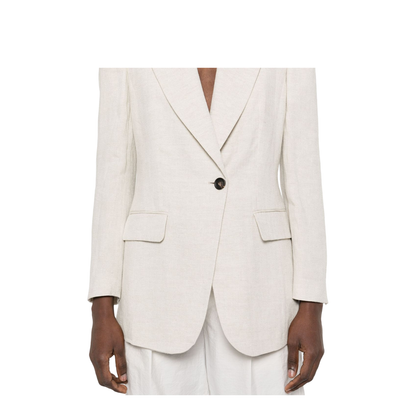 Single Breasted Grey Linen Jacket