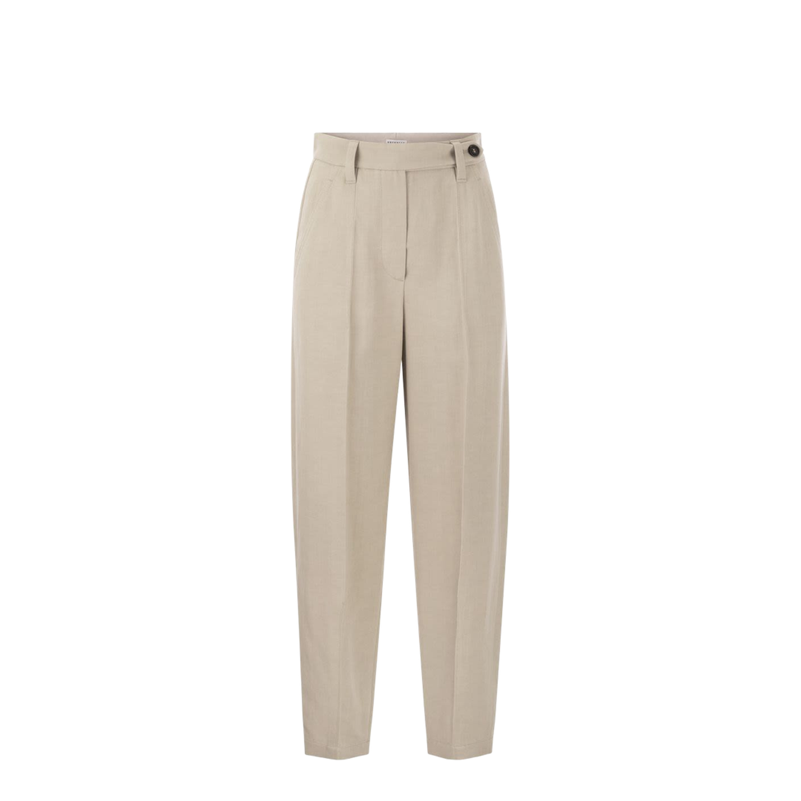 Curved Viscose and Linen Trousers