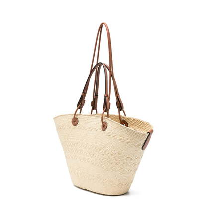Anagram Medium Raffia Tote - Beige