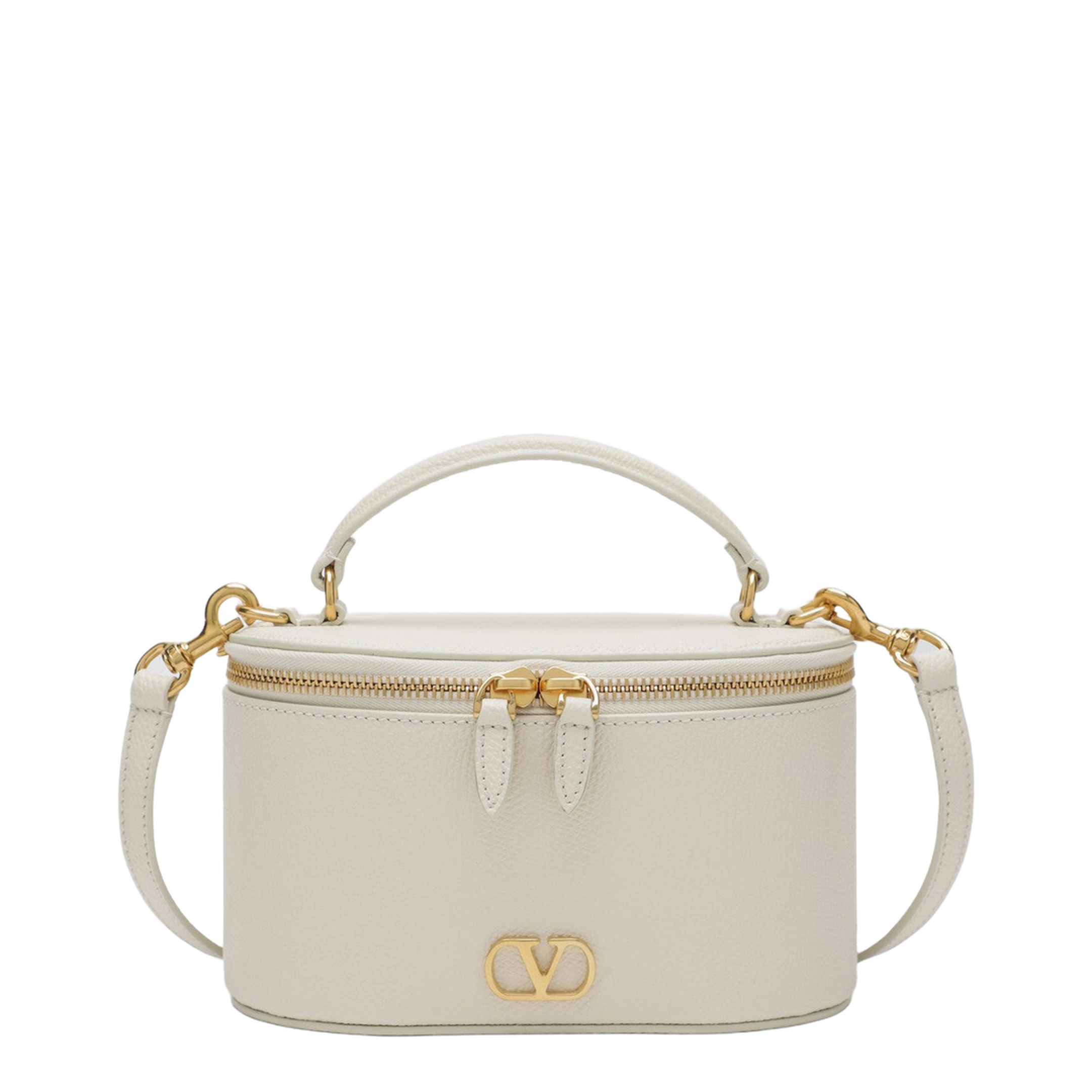 Vlogo Signature Mini Vanity Bag in Ivory Grained Calfskin