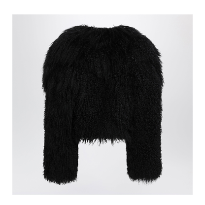 MAYFEYR - The Attico - Cropped Bomber Jacket In Black Curly Shearling - 261WCB00081LBT044AA100