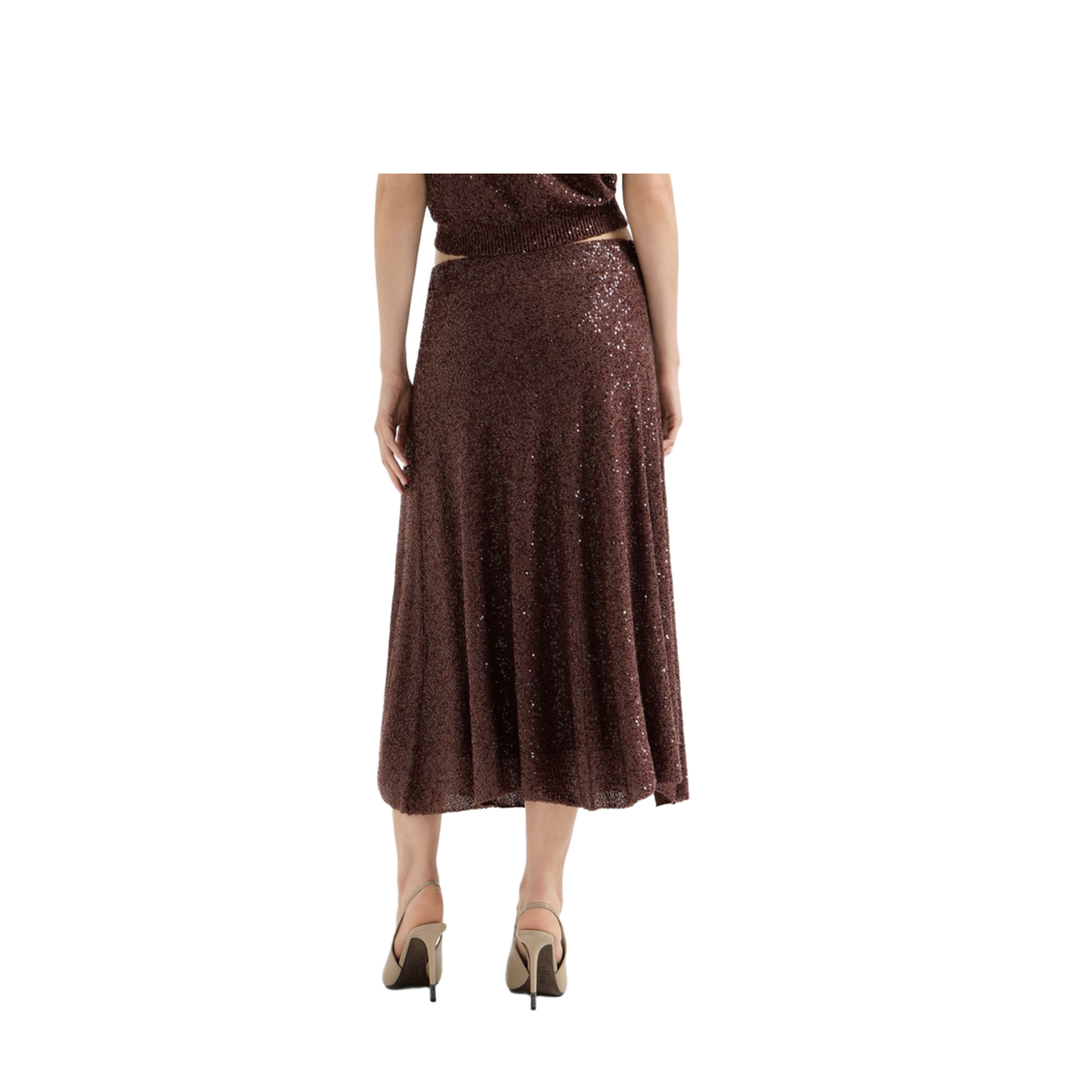 Mid Length A Line Skirt - Brown