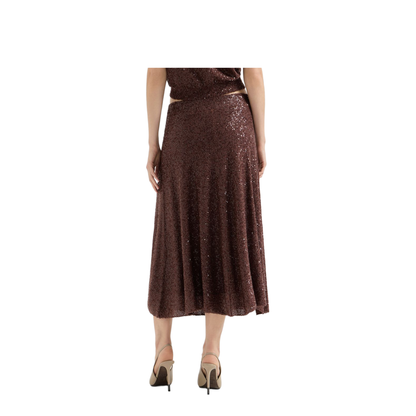 Mid Length A Line Skirt - Brown