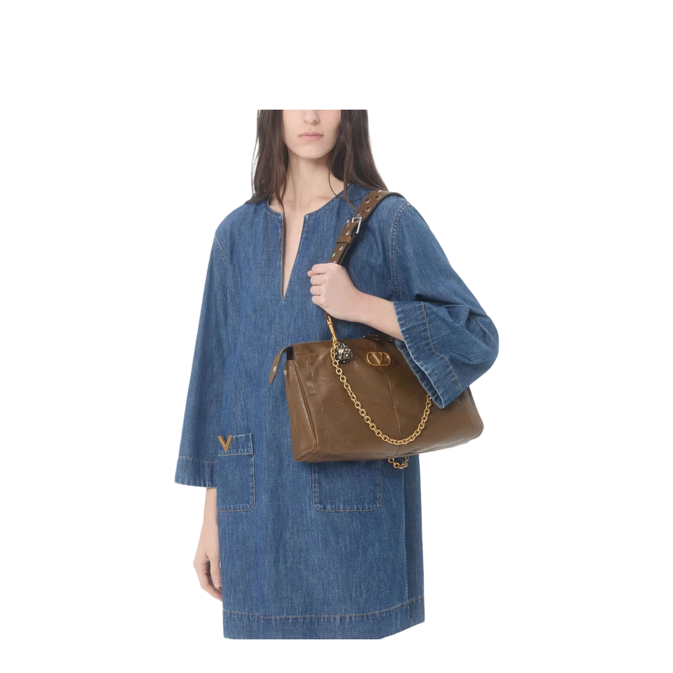 Vlogo Signature Denim Short Dress