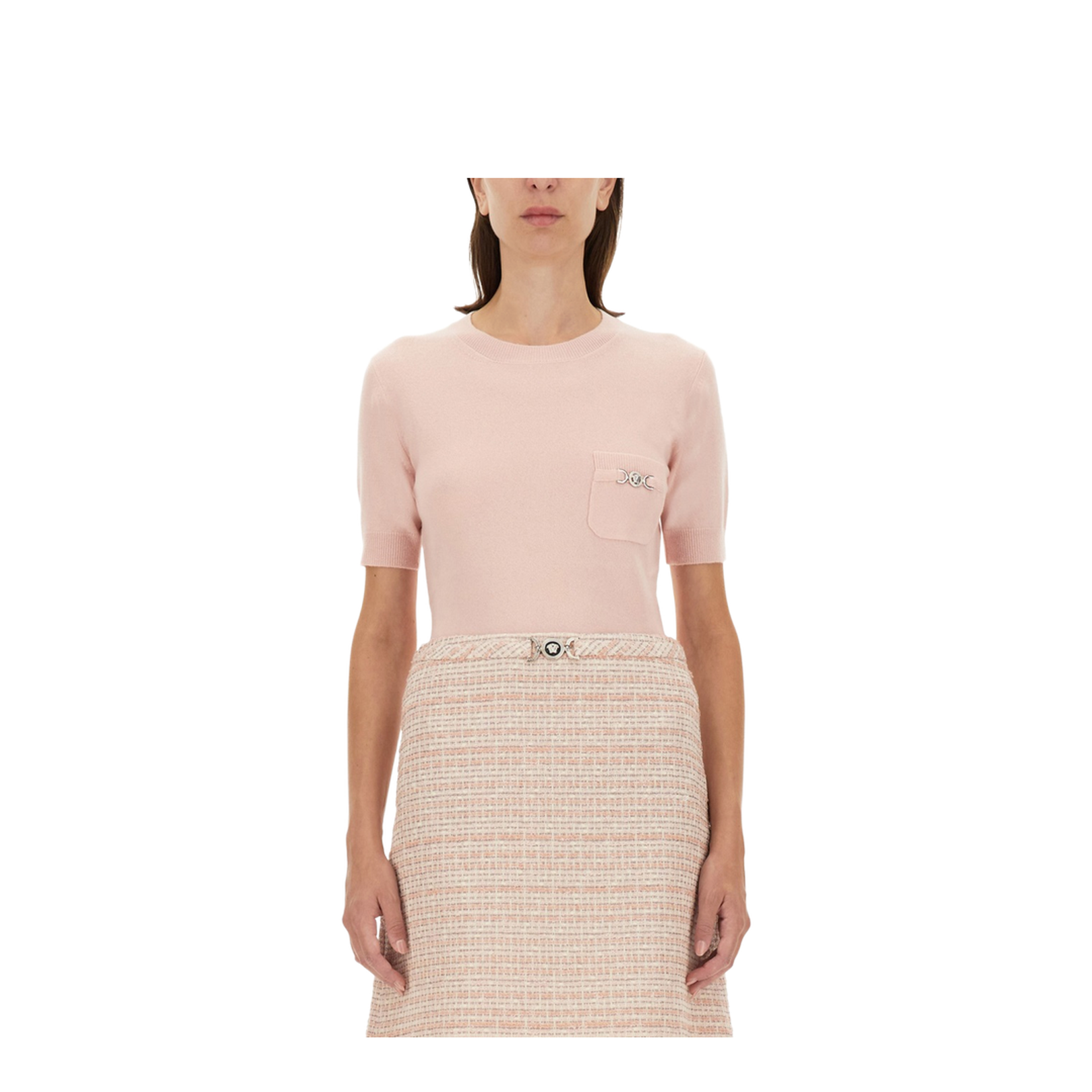 Virgin Wool & Cashmere Sweater with Medusa Detail