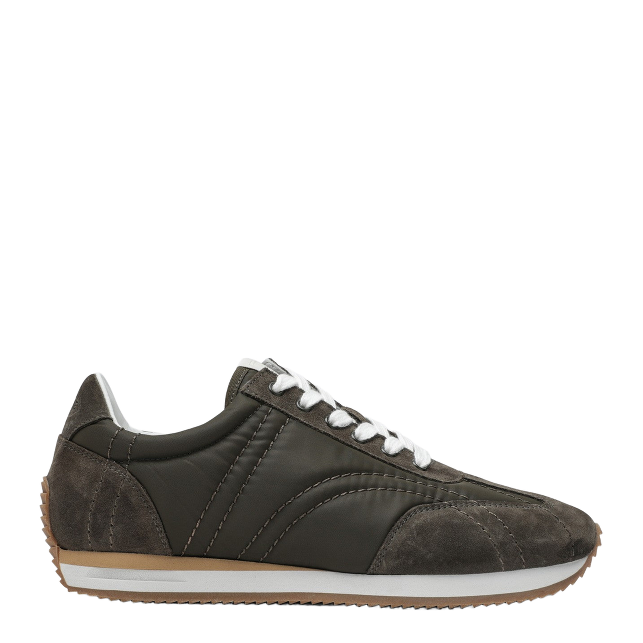 MAYFEYR - Toteme - Olive Green Suede And Fabric Sneakers - 251-WAS1544FB0137244