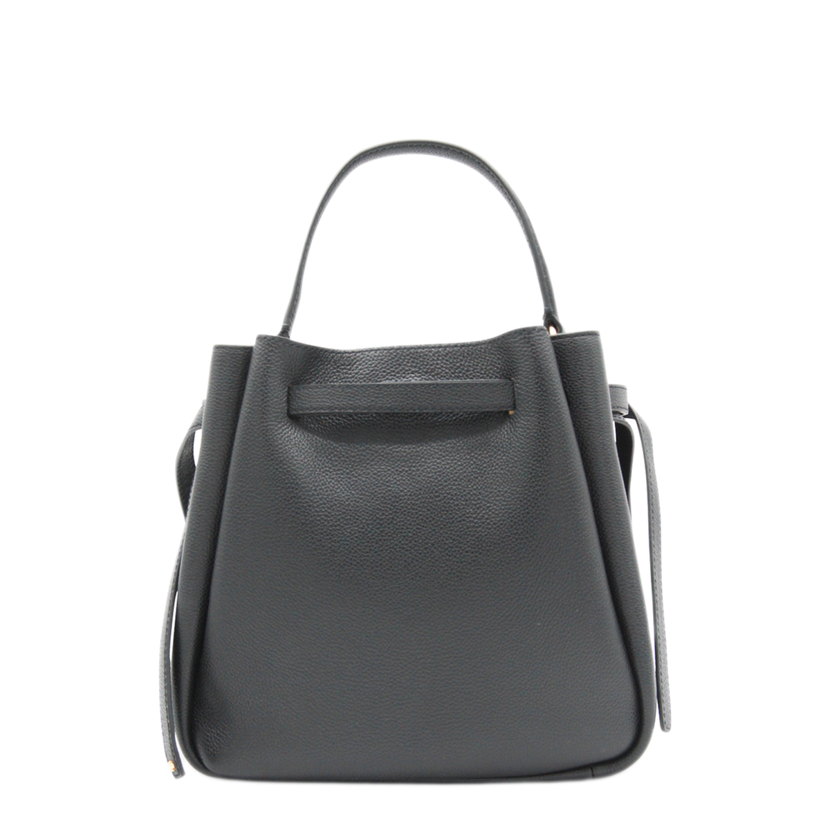 Romy Pebbled Leather Bucket Bag - Black