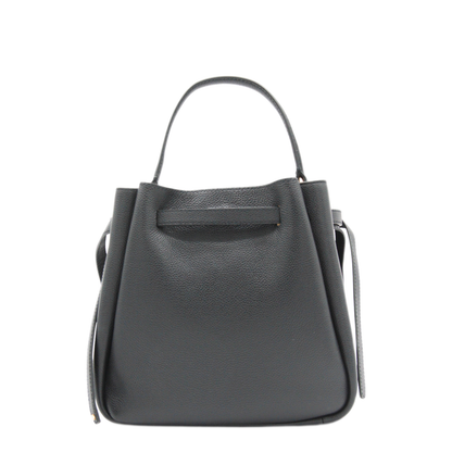 Romy Pebbled Leather Bucket Bag - Black
