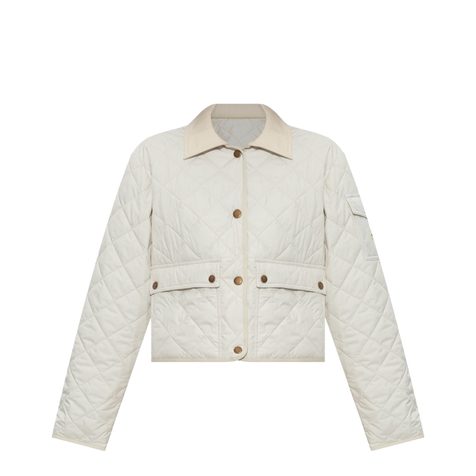White Chitre Diamond-Quilted Padded Shirt Jacket