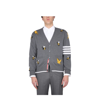 Cardigan with Birds and Bees Inlays