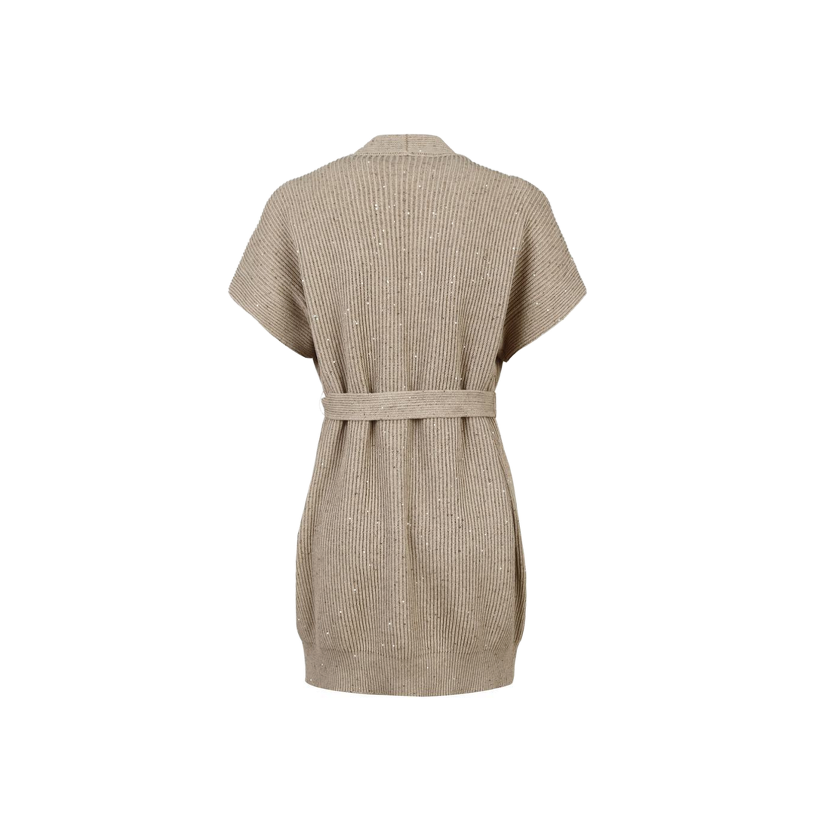 Cotton Diamond Yarn English Rib Cardigan with Belt