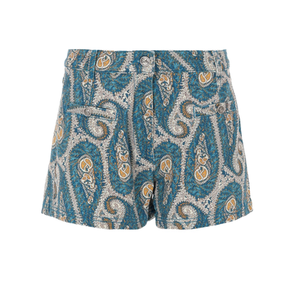 Printed Denim Shorts